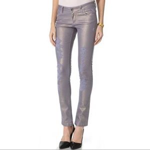 Alice + Olivia | Purple Metallic Skinny Jeans Sz10
